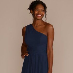 Davids Bridal Marine One Shoulder Bridesmaid Dress